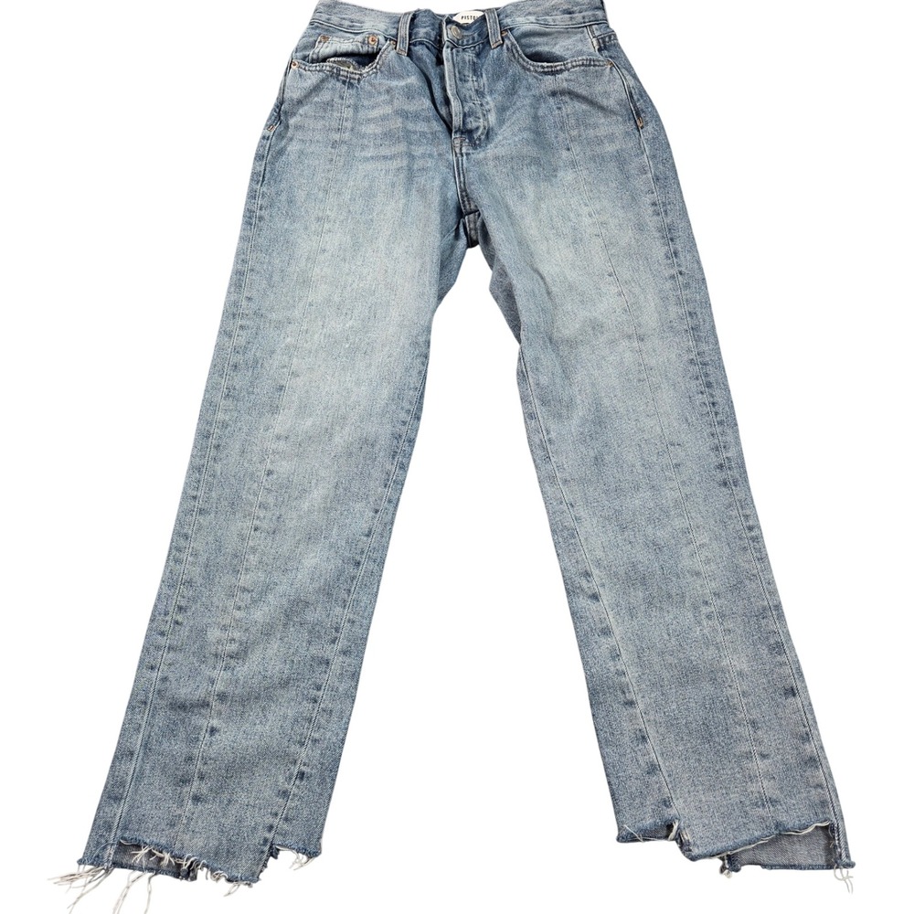 Pistola Jeans Womens 26 Blue High Rise Straight Leg Light Wash Raw Hem Detail
